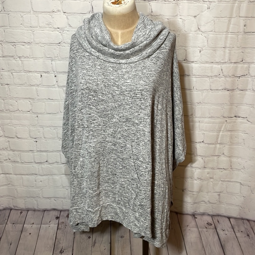 Charming Charlie Gray Marl Cowl Neck Cape Poncho Top M/L